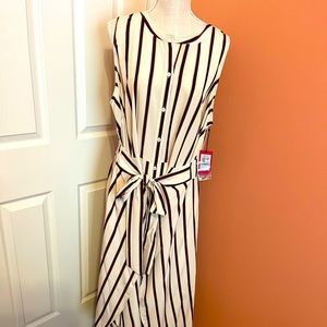 Vince Camuto Beige Striped Wrap Style Dress in 20W